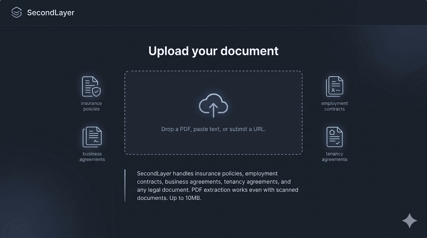 SecondLayer — upload interface