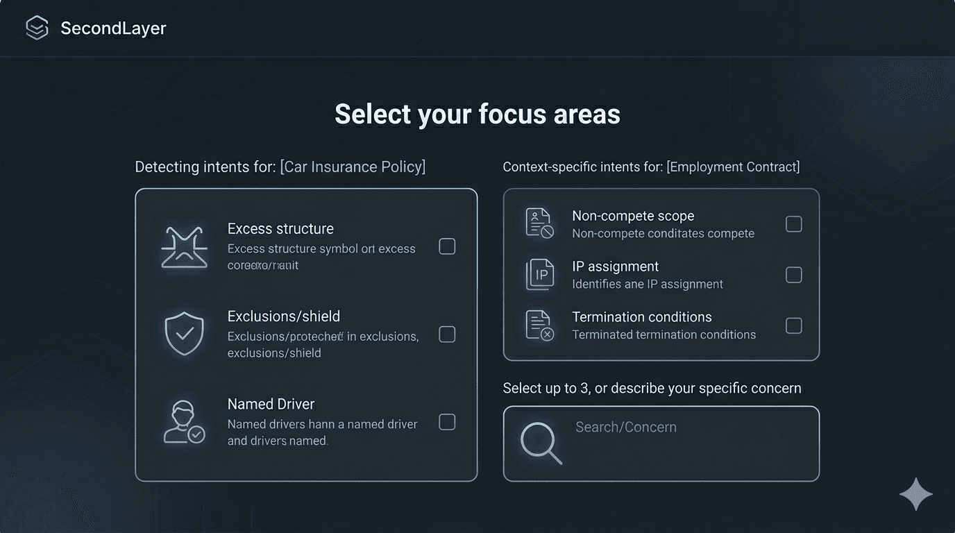 SecondLayer — focus area selection