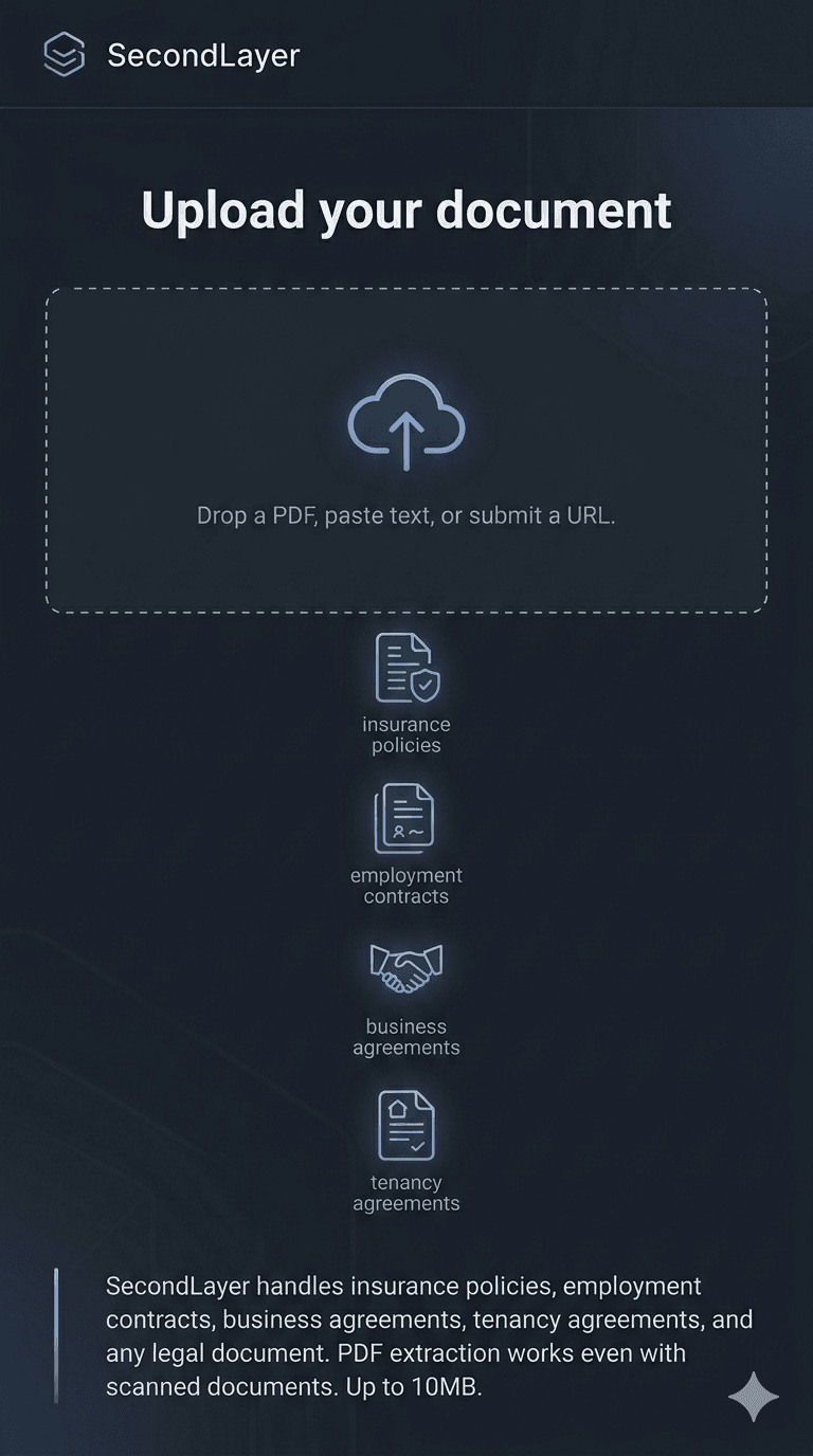 SecondLayer — upload interface on mobile