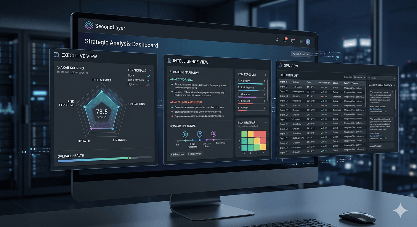 SecondLayer Pro — three structured views